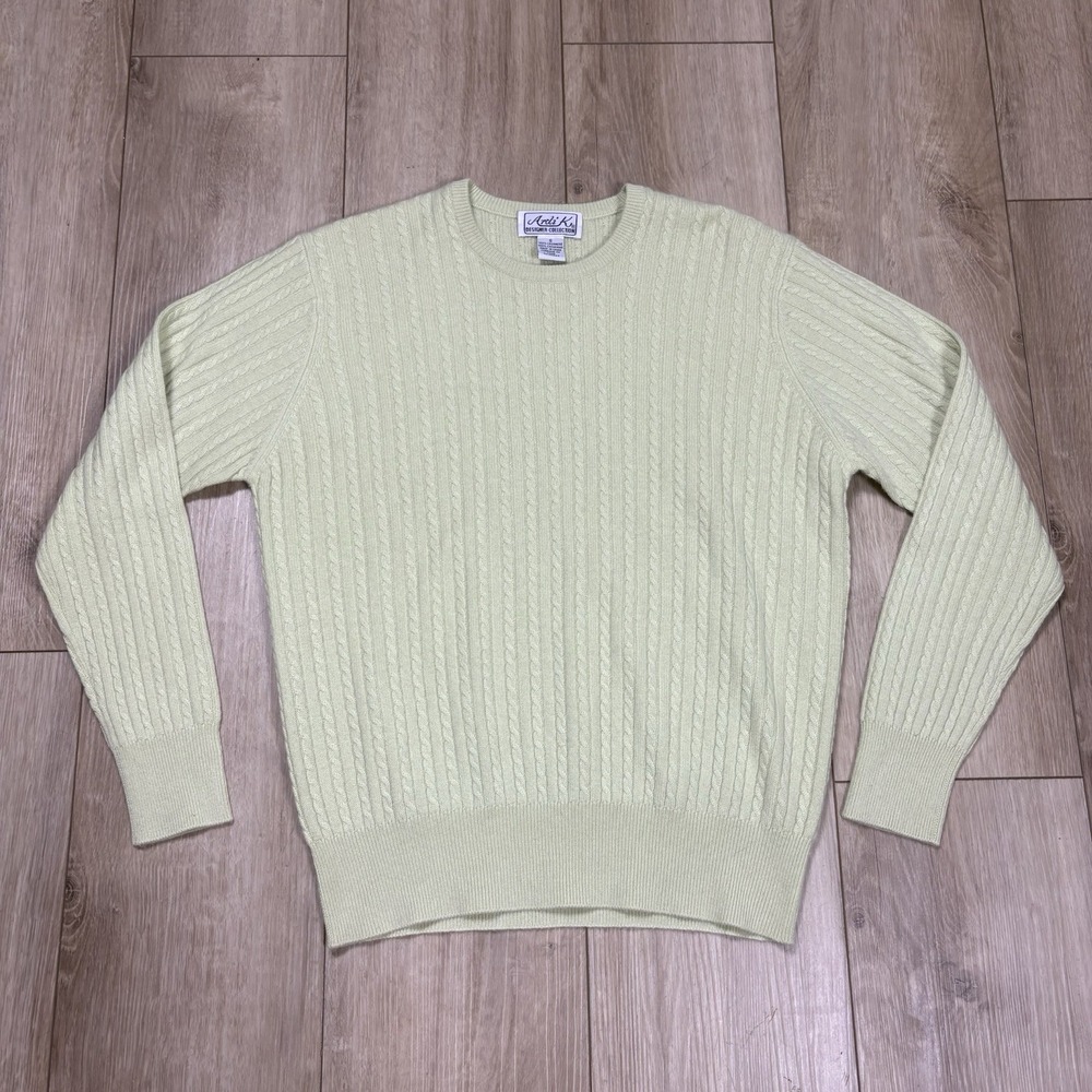 Ardi K Designer Collection Women's 100% Cashmere Cable Knit‎ Sweater Green Small